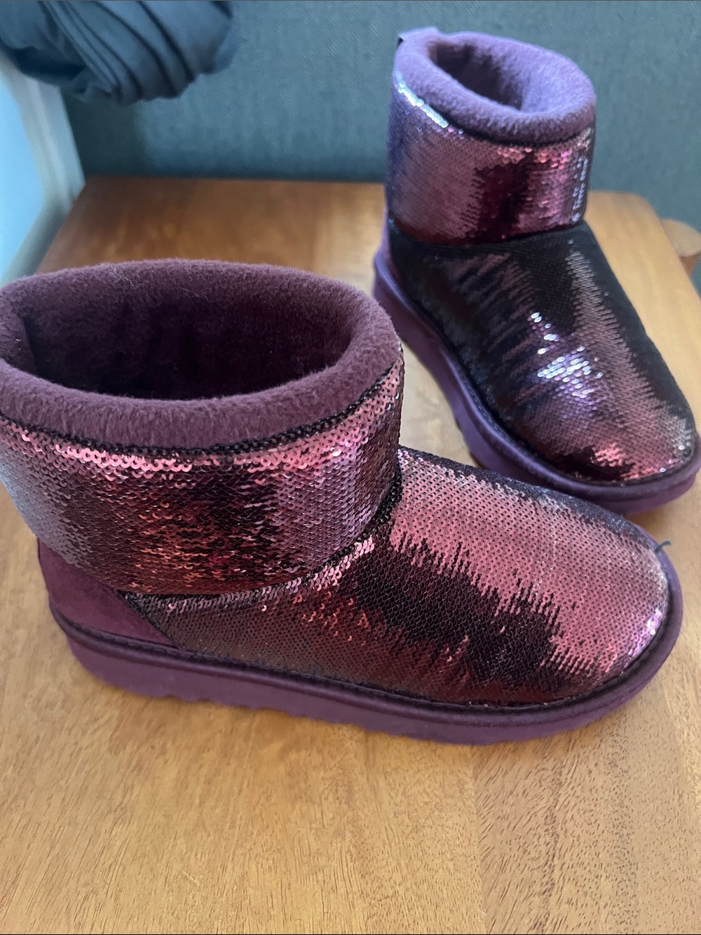 UGG Sequin Ankle Slippers in Plum